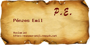 Pénzes Emil névjegykártya